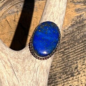 Genuine Lapis Lazuli Ring 925 Silver Plated SZ 9